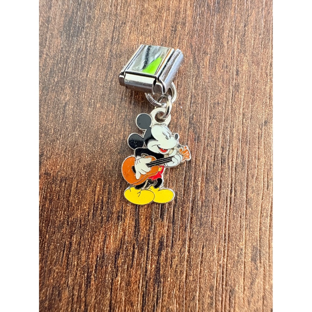 Disney Mickey‎ Mouse Playing Guitar Italian Charm Link Stainless Steel Jewelry